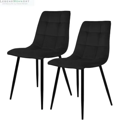 Produktbild von Modernes 2er Stuhl-Set LEIRIA schwarz Samt