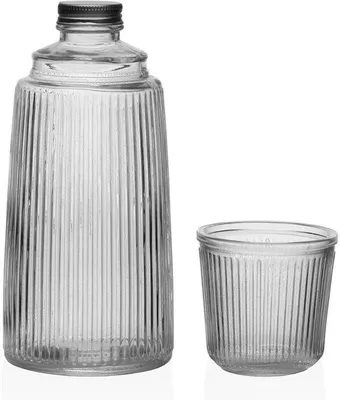 Produktbild von Glasen Wasserkrug mit Glas - Fassungsvermögen 1100ml - Ideal für Wasser, Saft, Tee oder Milch