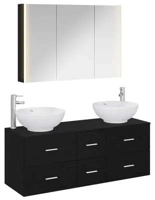 Produktbild von vidaXL Badezimmermöbel-Set 4 stk. Schwarze Eiche