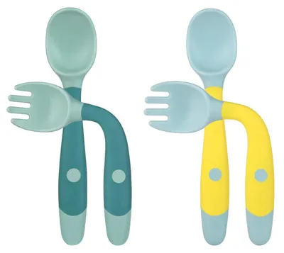 Produktbild von Babylöffel Lernlöffel 4er Set BPA-frei weich flexibel Grün Gelb