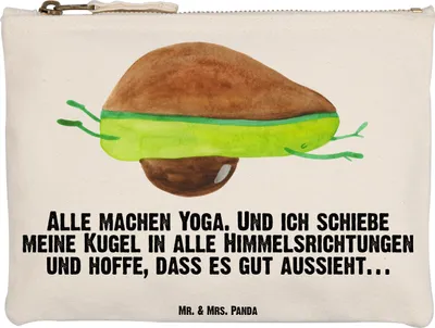 Produktbild von Mr. & Mrs. Panda Kulturtasche Avocado Yoga Grösse XL Große - Weiß - Geschenk, Haha, Stoffbeutel, Waschbeutel, Gesund, Bauch, Make-Up Tasche, Unsportlich, Mäppchen, Hilfe