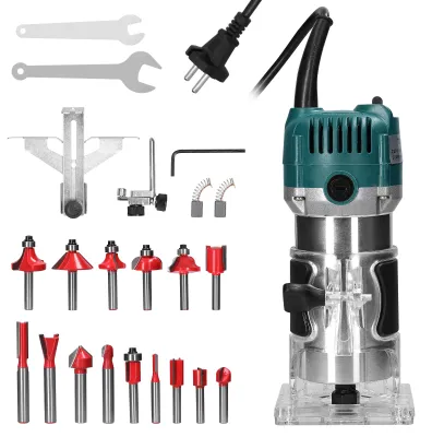 Produktbild von Elektrischer Trimmer Multifunktionales Holzfräsen Trimmen Gravieren Schlitzmaschine Vielseitiges Holzbearbeitung Router Power Tool mit 15PCS Fräsern