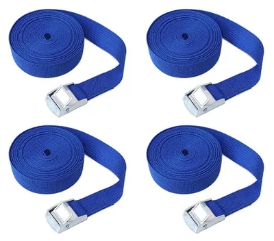 Produktbild von Spanngurte mit Ratschenverschluss - 1 m x 50 mm - 4 Stück. Verstellbare Zurrgurte - Zinklegierungsbeschläge - Rostbeständig und robust