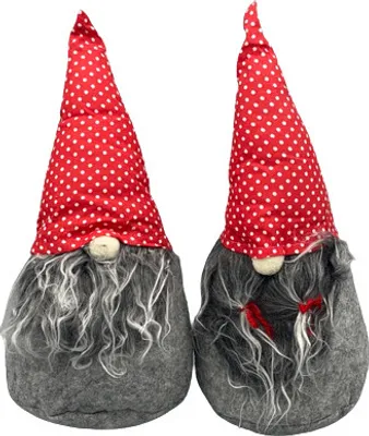 Produktbild von Deko Wichtel 2er Set grau/rot oder beige, Farbe:Grau