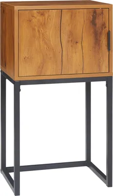 Produktbild von Konsolentisch Flurtisch Mit Schrank Im Industriedesign, Beistelltisch, Stahl, Natur, 40X30X76 Cm
