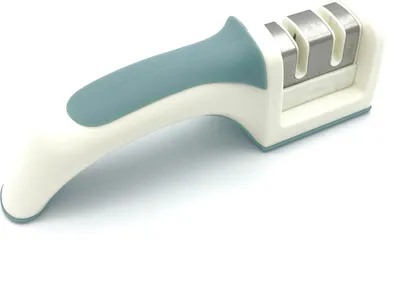 Produktbild von Profi Messerschärfer für Küchenmesser, 2-stufig mit Stahl- und Keramikschleifsteinen, 19x5x6 cm