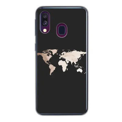 Produktbild von MuchoWow® Handyhülle Schutzhülle Hülle für Samsung Galaxy A40 Weltkarte - Leder - Schwarz Silikon Softcase Handy Hülle - Handy-Tasche