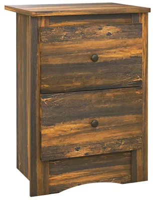 Immagine prodotto di Comodino con 2 Cassetti in stile Rustico, Comodino per Camera da Letto in Legno, 40x30x56 cm, Marrone