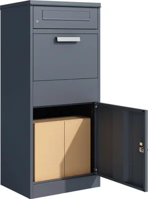 Image de Toboli Boîte à colis verrouillable gris anthracite 500 x 370 x 1120 mm, Boîte aux lettres sur pied, pour colis max. 150 x 400 x 400 mm, Usage domestique courrier
