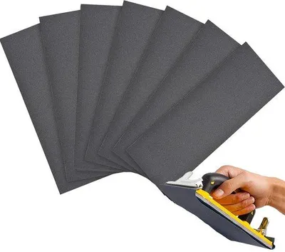 Imagen del producto de Juego de papel de lija, 9 x 23 cm - Grano fino 1000/1200/1500 - Para uso en seco - Ideal para madera/metal - Resistente al desgarro y al agua