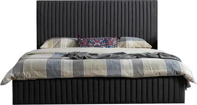 Image de Lit moderne rembourré Lits Cadre de lit double 180x200 Noir Lit matrimonial