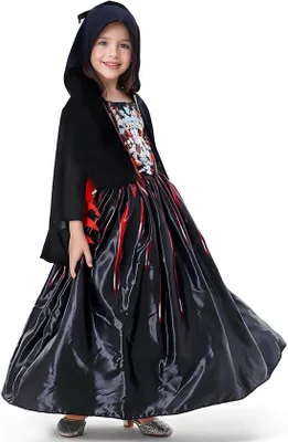 Productafbeelding van Vampierkostuum voor kinderen, meisjes, Halloween-kostuum, vampierkostuum voor meisjes, Halloween, carnaval