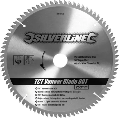 Obrázek produktu pro Silverline - Karbidový pilový kotouč na dýhy, 80 zubů