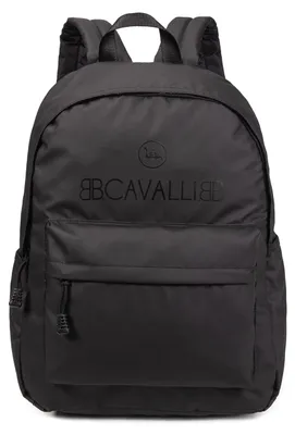 Produktbild von Uni Rucksack B Cavalli Vegan Leather Schwarz mit Reißverschluss 31x45x14 cm Black B UNICA