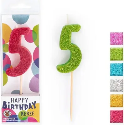 Produktbild von trendhaus BIRTHDAY FUN Zahlenkerze Glitter Mini 3, sortiert (1 Stück) MINI GLITTER