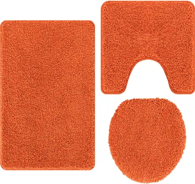 Image de vidaXL Tapis de bain antidérapant Set 3 pcs Orange PP
