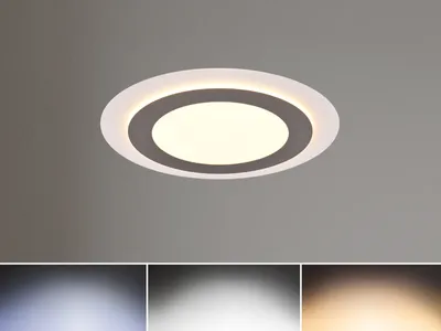 Image de Plafonnier LED rond avec télécommande MORGAN argenté 42 W, nuances de blanc, 5600 lm, métal, dimensions : 45 x 45 x 45 cm, IP20, Trio