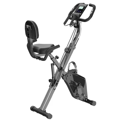Produktbild von Heimtrainer Fahrrad Klappbar für Zuhause - BIGZZIA 4-in-1 faltbarer Heimtrainer mit 8 Stufen verstellbarem Magnetwiderstand und Spannseil, klappbarer Heimtrainer, LCD-Display, Handpulssensoren