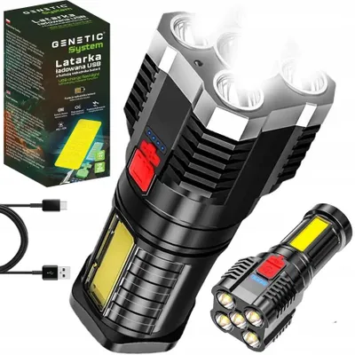 Image de Lampe De Poche Puissante 6X Led Rechargeable 1200Mah Lampe Torche Tactique Portative