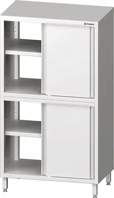 Produktbild von Durchreiche-Hochschrank mit Schiebetüren, 1200x500x1800 mm, mit zwei Schrankräumen, verschweißt