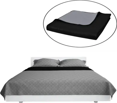 Imagen del producto de vidaXL: Manta de cama reversible, acolchada, color /gris, 230x260 cm