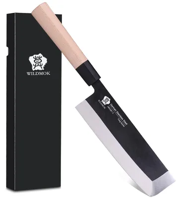 Nakiri-Messer 19,4 cm – Asiatisches Gemüsemesser, Edelstahl, Holzgriff