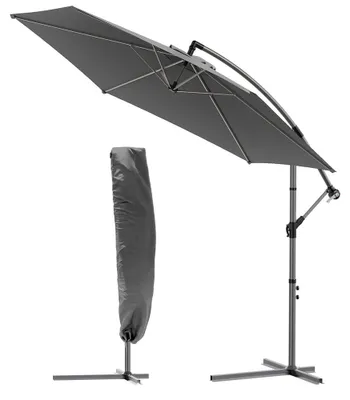 Produktbild von VOUNOT Sonnenschirm Ampelschirm 300 cm, mit Kurbelvorrichtung, Schutzhülle, Grau