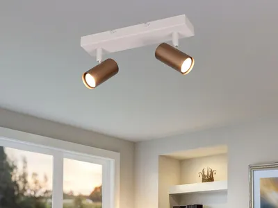 Produktbild von LED Deckenstrahler Coffee 2-flammig - Spotbalken Wohnzimmer Flur Küchenstrahler
