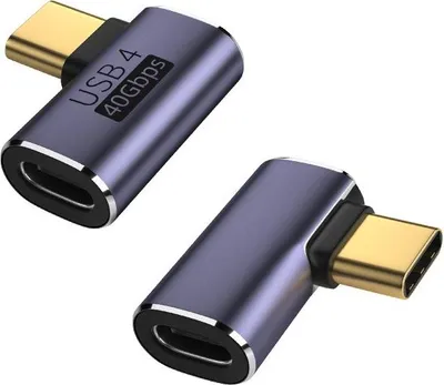Immagine prodotto di INF Adattatore TYPE-C Femmina a Maschio Curvo a 90 Gradi, Alluminio, 2 Pezzi