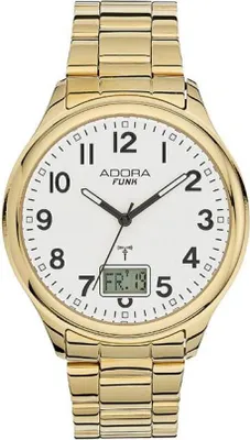 Produktbild von ADORA Funk Herren Armbanduhr Ø 42mm Edelstahl gelbgoldfarben 5 Bar