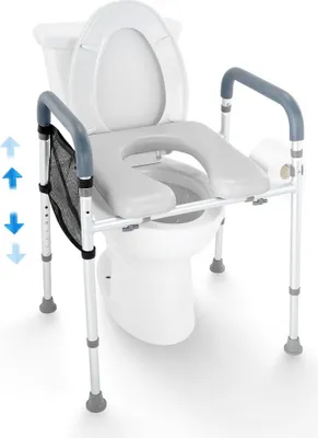 Image de Réhausseur de siège de toilette 19,3-25,2 cm - 350 lbs - Réhausseur de siège de toilette universel pour les personnes âgées - Réhausseur de siège de toilette de haute qualité pour plus de confort et de sécurité