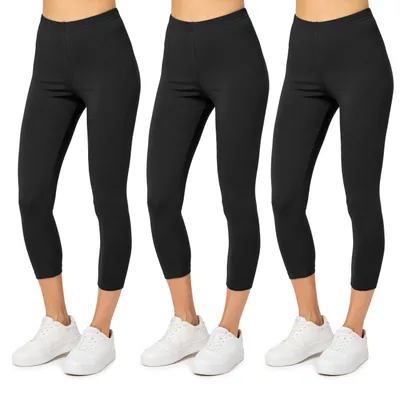 Produktbild von Merry Style Damen 3/4 Leggings aus Baumwolle (Schwarz/Schwarz/Schwarz, M) MS10-199