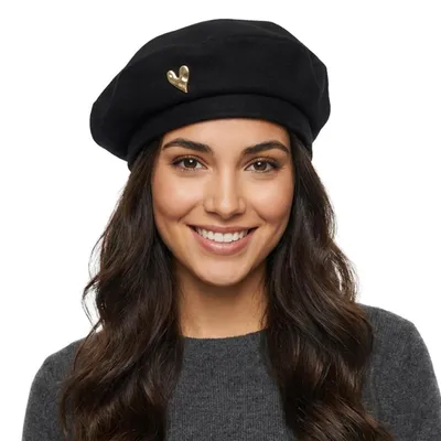 Produktbild von Baskenmütze Damen Baumwolle Schwarz 56-59 cm
