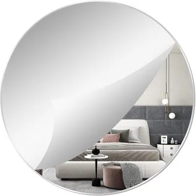 Produktbild von Famanu Wandspiegel 40 cm - Selbstklebender frameloser Glaspiegel für Badezimmer, Schlafzimmer und Wohnzimmer