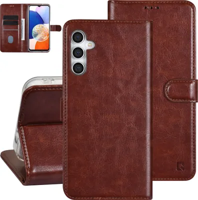 Produktbild von UNIQ Accessory Galaxy A14 5G Book type case - Card holder for 3 cards - Magnetic closure - Brown