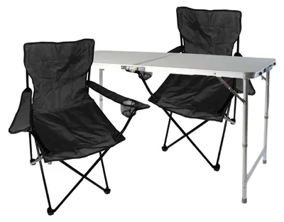 Produktbild von 3-teiliges Campingmöbel Set Schwarz