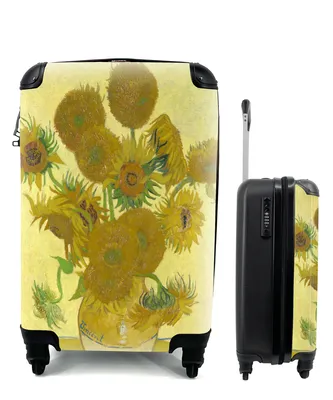 Produktbild von MuchoWow® Koffer Handgepäck Trolley Rollkoffer Kleine Reisekoffer mit 4 Rollen - Sonnenblumen - Vincent van Gogh - Cabin Size < 55x40x23 cm & 55x40x20 cm - Fotokoffer - Kabinenkoffer - Boardgepäck - Reise-Box - Reisekoffer - Reisegepäck - Koffer mit Bild - Trolley für Kinder