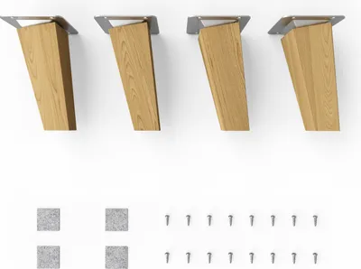 Produktbild von 4x sossai Holzfüße eckig - schräge Ausführung 12cm Eiche