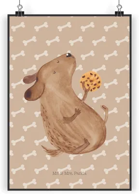 Produktbild von Mr. & Mrs. Panda Bild Hund Keks DIN A5 - Hundeglück - Geschenk, Leckerli, Deko, drucke, Hundeleckerli, Posterdruck, Sprüche, Hungrig, Wandbild, glücklich, wanddeko