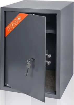 Image de Coffre-fort XL avec serrure à clé - Grand coffre-fort de sécurité avec rangement sécurisé - Coffre-fort lourd 60 l, 50 x 35 x 36 cm, coffre-fort ignifuge