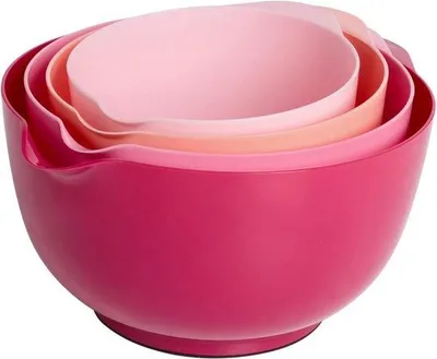 Immagine prodotto di Set di quattro ciotole in plastica con design antiscivolo e impilabile per la cucina