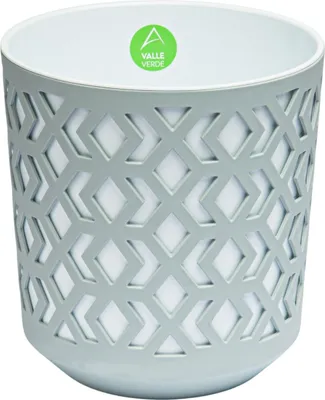 Zdjęcie produktu dla Doniczka na zioła Doniczka na rośliny do domu Balkon Taras Ogród Nowoczesny design Plastikowa Wzorzysta Jasnoszaro-Biała 26,8 x 25,4 cm x 25,4 cm
