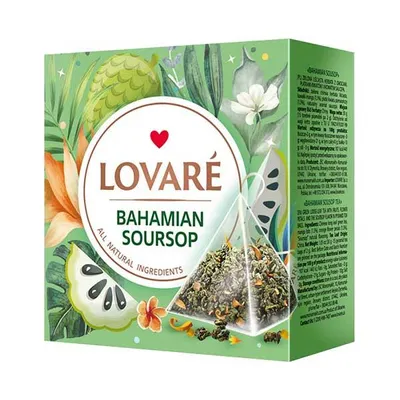 Zdjęcie produktu dla LOVARÉ Bahamian Soursop 30g (15 pyramid, zelený čaj)