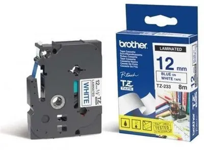 Produktbild von Brother® TZE233 TZe-233 Schriftbandkassette - laminiert, 12 mm x 8 m, blau auf weiß