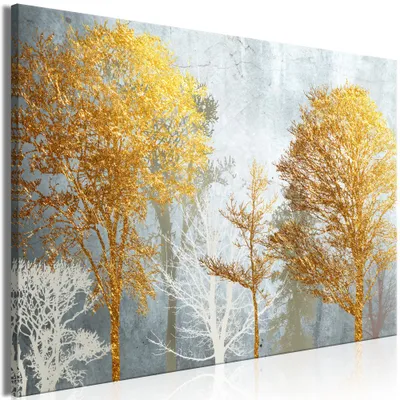 Obrázek produktu pro Netkané plátno obraz - Mráz a zlato (1 díl) šířka 120x80 cm Listy a-A-0424-b-a