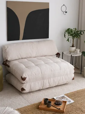 Image de Hanah Home, Fold Kadife 2 - White, Canapé-lit 2 places, 100 % POLYESTER, blanc, 120 x 75 x 79 cm