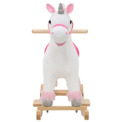 Immagine prodotto di vidaXL Animale a dondolo unicorno peluche 65x32x58 cm Bianco e rosa