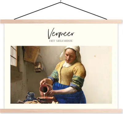 Produktbild von MuchoWow® Textilposter Milchmädchen - Vermeer - Alte Meister 40x30 cm mit holzfarbenen Rahmen - Bilder