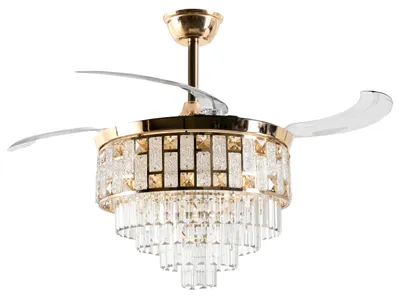 Produktbild von BELIANI Deckenventilator Gold Glas u. Metall mit LED-Licht Fernbedienung 4 Flügel 3 Geschwindigkeitsstufen 3 Farbtemperaturmodi Timer Vor- u. Rücklauf