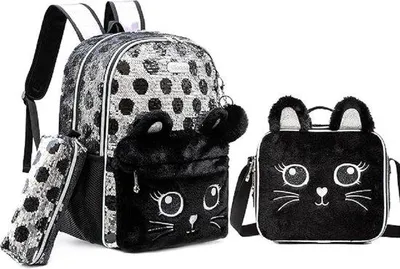 Produktbild von Famanu Schulrucksack Mädchen mit Lunchpaket und Etui - Schwarz
